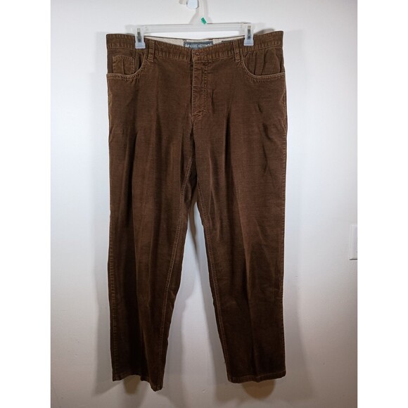 Enzo Tovare Mens Brown Corduroy Straight Leg Cotton Mid Rise Pants Size 40 - Picture 1 of 5